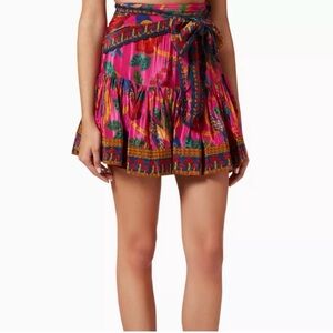 NWT Farm Rio Pink Multi Floral Tiered Mini Skirt Size Xsmall